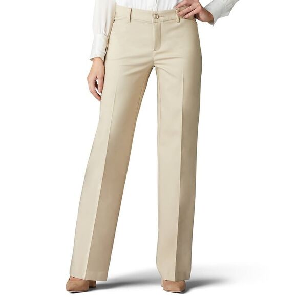 Lee Flex Motion Trouser Pants Womens 18 Short Beige Stretch NEW - Picture 1 of 11